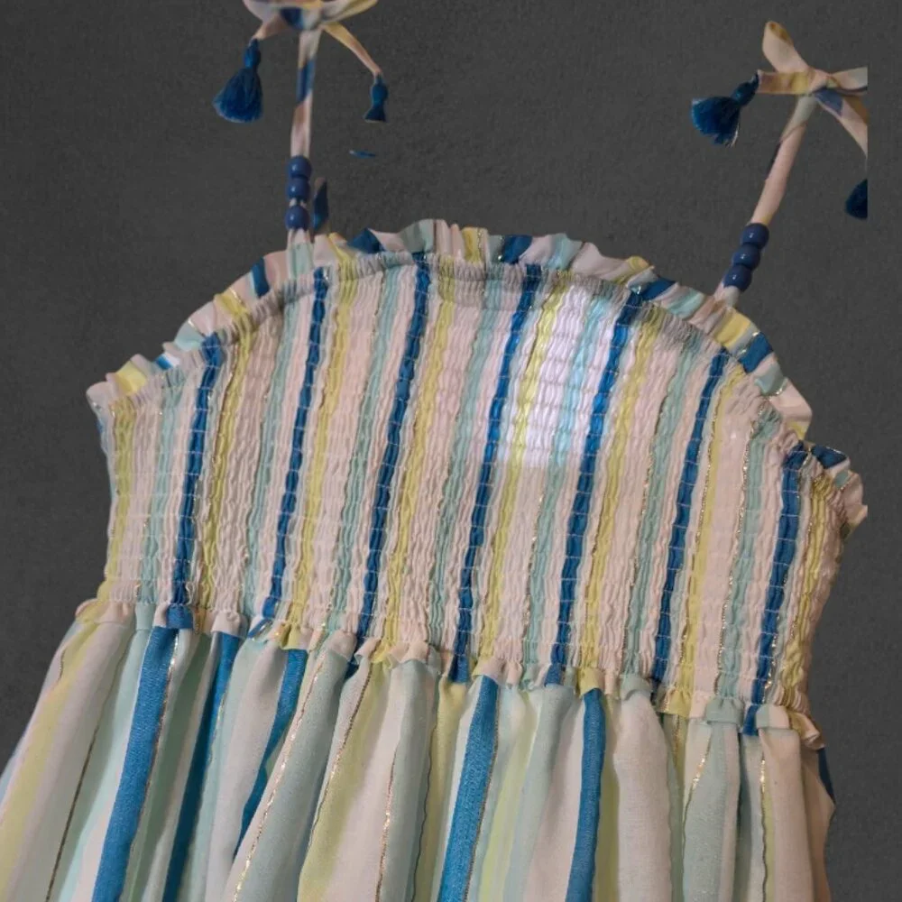 Girls HAUTE HIPPIE Striped Spaghetti Strap Boho Sundress sz 12